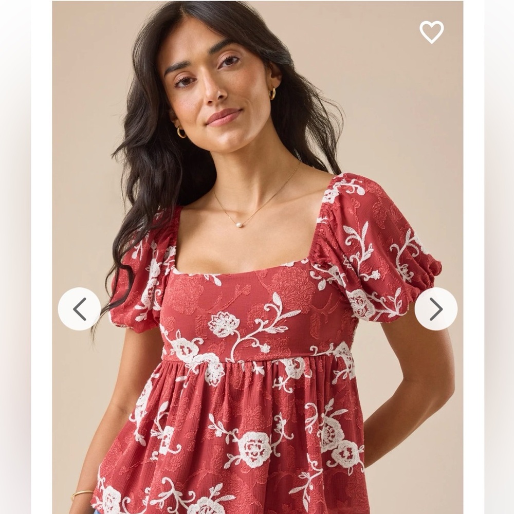 Altar’d State Gretchen Embroidered Babydoll Top